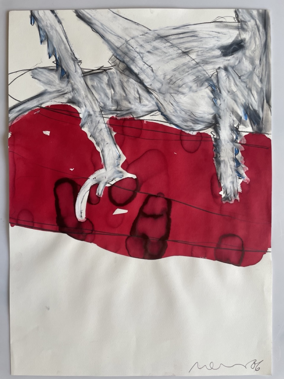 Grasshopper on Red, 2006, graphite, oil crayon and stain on paper