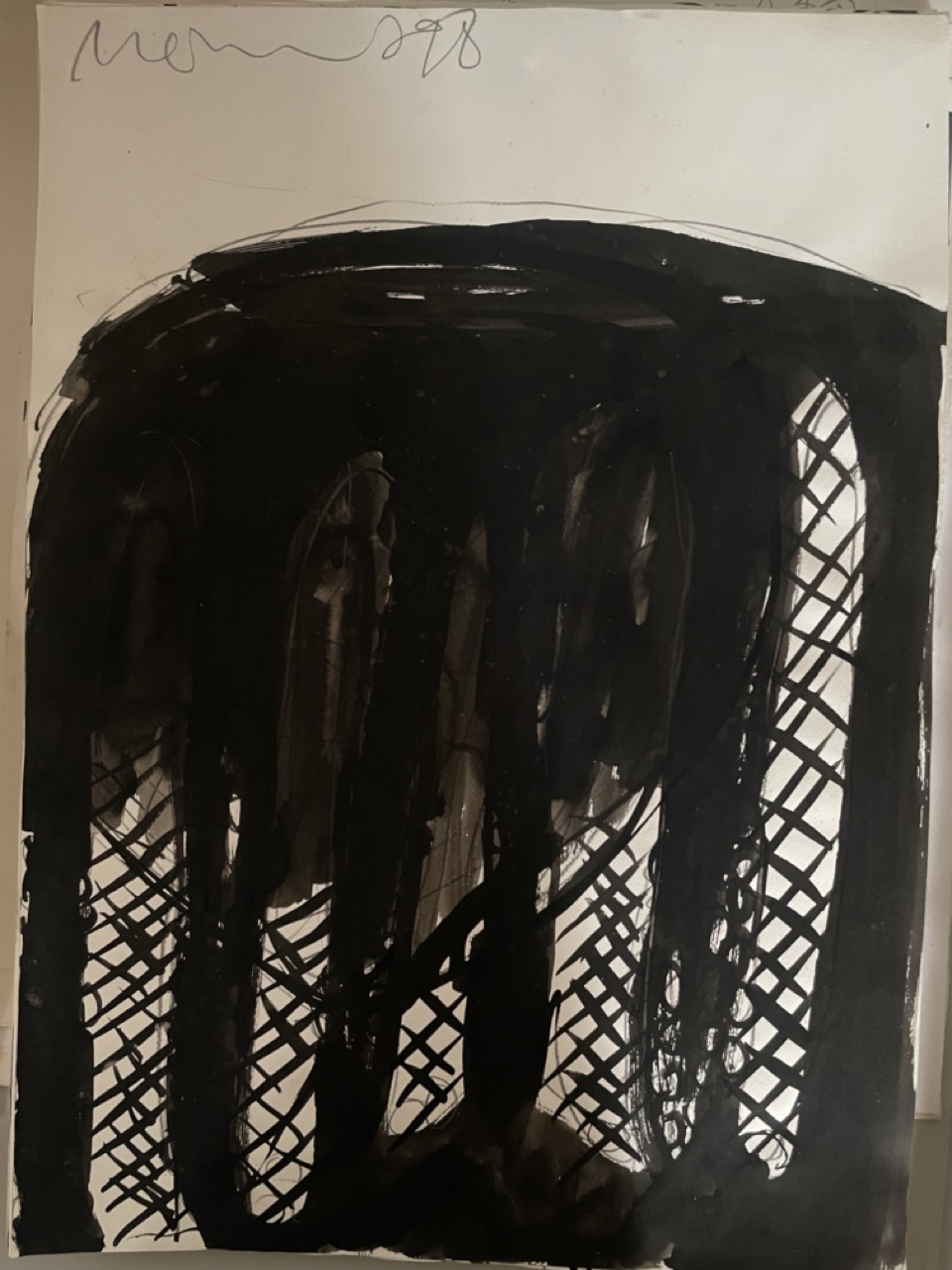 Florian Mehnert, Untitled, 1998, Tusche und Graphit auf Papier