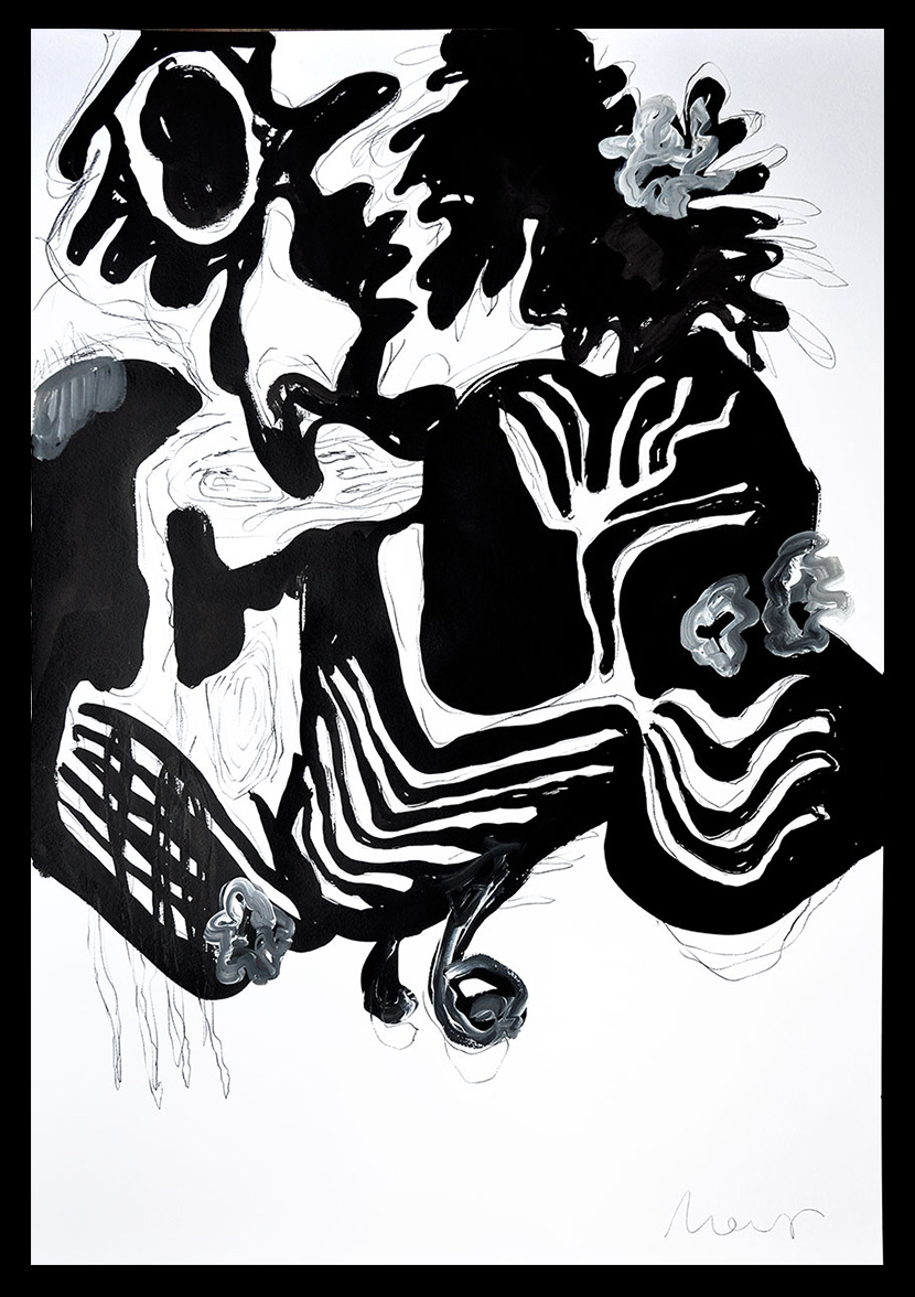 Florian Mehnert, Untitled, 2019, Graphit, Tusche und Acryl auf Papier