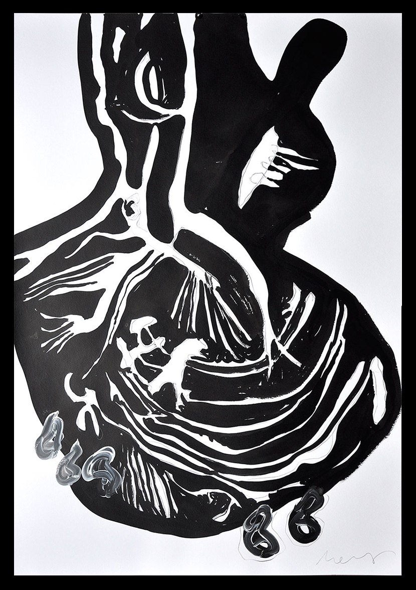 Florian Mehnert, Untitled, 2019, Graphit, Tusche und Acryl auf Papier
