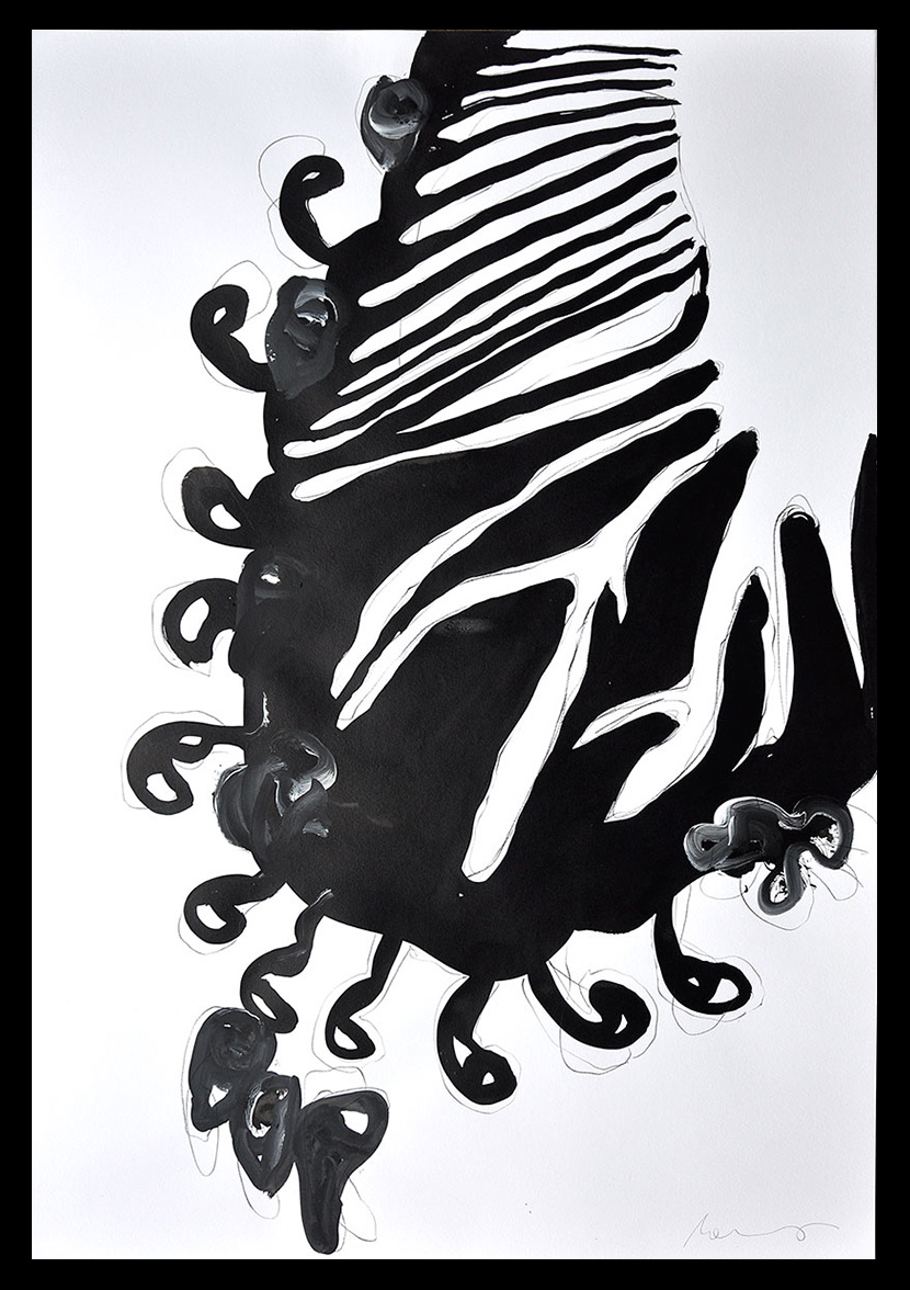 Florian Mehnert, Untitled, 2019, Graphit, Tusche und Acryl auf Papier