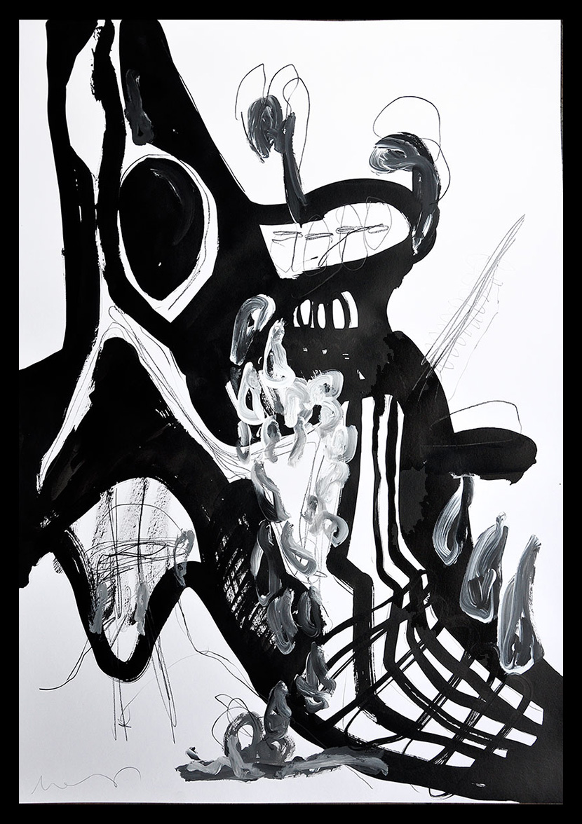 Florian Mehnert, Untitled, 2019, Graphit, Tusche und Acryl auf Papier